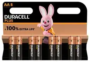 MN1500 P8 +/PWR: Battery, 1.5 V, AA, Alkaline, Raised Positive and Flat Negative, 8