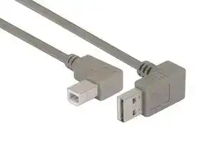 CA90DA-90RB-03M: USB Cable, 90° Type A Plug to 90° Type B Plug, 300 mm, 11.8 ft, USB 2.0, Grey