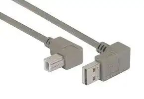 CA90DA-90UB-1M: USB Cable, 90° Type A Plug to 90° Type B Plug, 1 m, 3.3 ft, USB 2.0, Grey