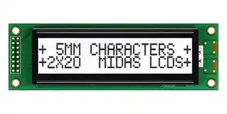 MC22005A6W-FPTLWS-V2: Alphanumeric LCD, 20 x 2, Black on White, 5V, SPI, English, Japanese, Transflective