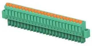 2-2842480-4: Pluggable Terminal Block, w/ Flange, Green, 3.5 mm, 24 Ways, 24 AWG, 16 AWG, 1.3 mm², Push In
