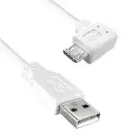 3021087-03: USB 2.0 A MALE TO USB 2.0 MICRO B MALE RIGHT ANGLED, 3FT LENGTH, 480MBPS, WHITE COLOR 97AC8911