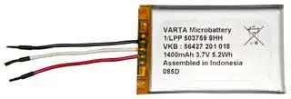 56427 201 018: Rechargeable Battery, CC/CV, 3.7 V, Lithium Polymer, 1.4 Ah, Wire Leads