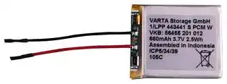 56455 201 012: Rechargeable Battery, CC/CV, 3.7 V, Lithium Ion, 660 mAh, Wire Leads, 1