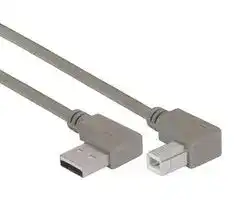 CA90LA-90LB-05M: USB Cable, 90° Type A Plug to 90° Type B Plug, 500 mm, 19.7 ft, USB 2.0, Grey