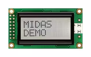 MC20805A6W-FPTLWI-V2: Alphanumeric LCD, 8 x 2, Black on White, 5V, I2C, English, Japanese, Transflective