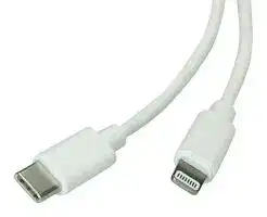 11.02.8323: USB Cable, Type C Plug to Lightning Plug, 1 m, 3.28 ft, USB 2.0, White