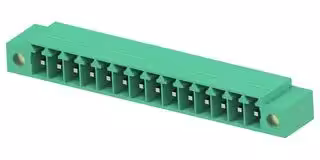 1-2842484-4: Terminal Block, 1Row, Green, w/ Flange, Header, 3.5 mm, 14 Ways, 8 A, 300 V