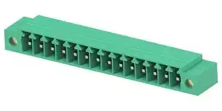 1-2842484-4: Terminal Block, 1Row, Green, w/ Flange, Header, 3.5 mm, 14 Ways, 8 A, 300 V