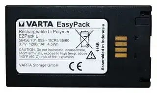 56456 701 099: Rechargeable Battery, CC/CV, 3.7 V, Lithium Polymer, 1.2 Ah, Snap Contact, 1