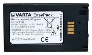 56456 702 099: Rechargeable Battery, EZPack XL, 3.7 V, Lithium Polymer, 2.4 Ah, Pressure Contact, 1