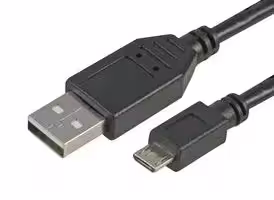 83-16410.: USB Cable, Type A Plug to Micro Type B Plug, 152.4 mm, 6 ", USB 2.0, Black