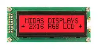 MD21605B6W-FPTLRGB: Alphanumeric LCD, 16 x 2, Black on RGB, 5V, Transflective