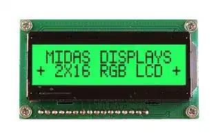 MD21605H6W-FPTLRGB: Alphanumeric LCD, 16 x 2, Black on RGB, 5V, Transflective