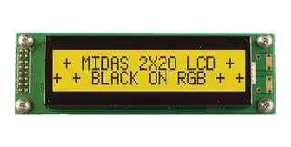 MD22005A6W-FPTLRGB: Alphanumeric LCD, 20 x 2, Black on RGB, 5V, Transflective
