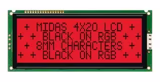 MD42008A6W-FPTLRGB: Alphanumeric LCD, 20 x 4, Black on RGB, 5V, Transflective