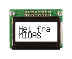 MC20805B6WM-FPTLW-V2: Alphanumeric LCD, 8 x 2, Black on White, 5V, Parallel, English, Scandinavian, Transflective