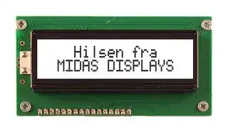 MC21605A6WM-FPTLW-V2: Alphanumeric LCD, 16 x 2, Black on White, 5V, Parallel, English, Scandinavian, Transflective