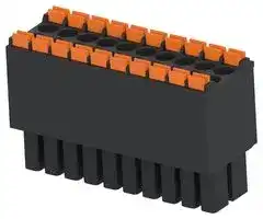 1-2842487-0: Pluggable Terminal Block, Black, 3.5 mm, 20 Ways, 24 AWG, 16 AWG, 1.3 mm², Push In