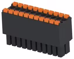 1-2842487-1: Pluggable Terminal Block, Black, 3.5 mm, 22 Ways, 24 AWG, 16 AWG, 1.3 mm², Push In