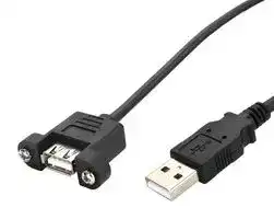 SC-2APK030M: USB Cable, Type A USB Plug to Panel Type A Receptacle, 3 m, 9.84 ft, USB 2.0, Black