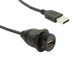PXP0023/A/0M30/A: USB Cable, Sealed Type A Receptacle to Type A Plug, 300 mm, 11.8 ", USB 2.0, Black