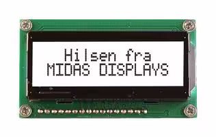 MC21605H6WM-FPTLW-V2: Alphanumeric LCD, 16 x 2, Black on White, 5V, Parallel, English, Scandinavian, Transflective