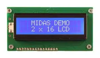 MC21605A6W-BNMLW3.3-V2: Alphanumeric LCD, 16 x 2, White on Blue, 3.3V, Parallel, English, Japanese, Transmissive