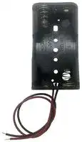 MP016087: Battery Holder, AA Size, 2 Cell, Polypropylene Body, Black, Nickel Plated Brass Terminal
