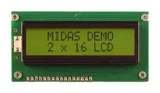 MC21605A6W-SPTLY3.3-V2: Alphanumeric LCD, 16 x 2, Black on Yellow / Green, 3.3V, Parallel, English, Japanese