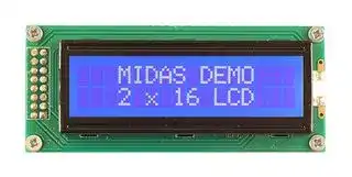 MC21605B6W-BNMLW3.3-V2: Alphanumeric LCD, 16 x 2, White on Blue, 3.3V, Parallel, English, Japanese, Transmissive
