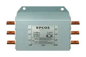 B84143B0250S080: Power Line Filter, General Purpose, 520 VAC, 250 A, Three Phase, 2 Stage, Chassis Mount