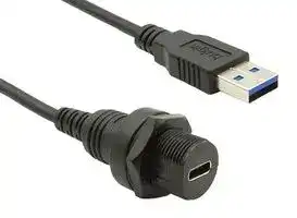 PXP0025/C/1M00/A: USB Cable, Sealed Type C Receptacle to Type A Plug, 1 m, 3.3 ft, USB 3.0, Black