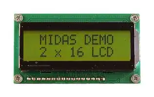 MC21605H6W-SPTLY3.3-V2: Alphanumeric LCD, 16 x 2, Black on Yellow / Green, 3.3V, Parallel, English, Japanese