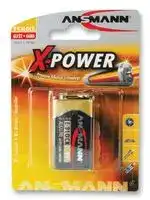 5015643: Battery, X-Power Premium, Single Cell, 9 V, PP3, Alkaline, 600 mAh, Snap Contact, 1
