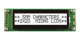 MC22005A6W-FPTLW3.3-V2: Alphanumeric LCD, 20 x 2, Black on White, 3.3V, Parallel, English, Japanese, Transflective