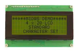 MC42005A6W-SPTLY3.3-V2: Alphanumeric LCD, 20 x 4, Black on Yellow / Green, 3.3V, Parallel, English, Japanese