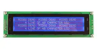 MC44005A6W-BNMLW3.3-V2: Alphanumeric LCD, 40 x 4, White on Blue, 3.3V, Parallel, English, Japanese, Transmissive