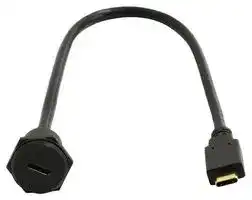 MP009823: USB Cable, C2 Panel Type C Receptacle to Type C Plug, 300 mm, 11.8 ", USB 3.1, Black