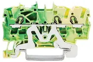 2002-1307: DIN Rail Mount Terminal Block, 3 Ways, 22 AWG, 12 AWG, 4 mm², Clamp, 24 A