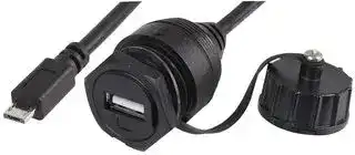 2UB3001-W05102: USB Cable, Micro Type A Plug to Type A Receptacle, 500 mm, 19.7 ", USB 2.0, Black