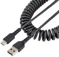 R2ACC-1M-USB-CABLE: USB Cable, 3ft (1m) USB A to C Charging Cable, Heavy Duty Coiled USB 2.0 A to USB-C, M/M