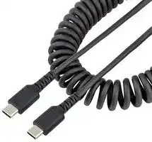 R2CCC-1M-USB-CABLE: USB Cable, 3ft (1m) USB C Charging Cable, Heavy Duty Coiled USB 2.0 Type USB-C, M/M, Black