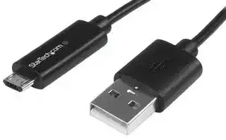 USBAUBL1M: USB Cable, Type A Plug to Micro Type B Plug, 1 m, 3.28 ft, USB 2.0, Black