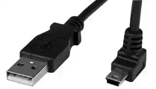USBAMB1MU: USB Cable, Type A Plug to 90° Mini Type B Plug, 1 m, 3.28 ft, USB 2.0, Black