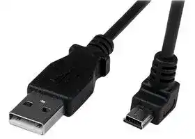USBAMB2MD: USB Cable, Type A Plug to 90° Mini Type B Plug, 2 m, 6.6 ft, USB 2.0, Black