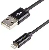 USBLT1MB: USB Cable, Type A Plug to Lightning Plug, 1 m, 3.3 ft, USB 2.0, Black