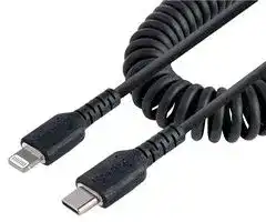 RUSB2CLT1MBC: USB Cable, 1m/3ft USB C to Lightning Cable, MFi Certified, Coiled iPhone Charger Cable