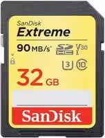 SDSDXVE-032G-GNCIN: Flash Memory Card, SDHC Card, UHS-3, Class 10, Video Class 30, 32 GB, Class 10, UHS-I U3, V30