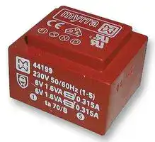 44193: PCB Transformer, EI 38 x 13.6, Encapsulated Safety Isolating, 230V, 6V, 3.2 VA, 50Hz / 60Hz